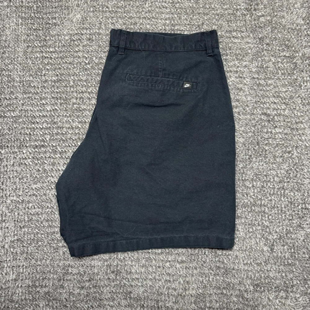 Nike Mens Chino Shorts Size 40 Black Flat Front Casual Golf Embroidered